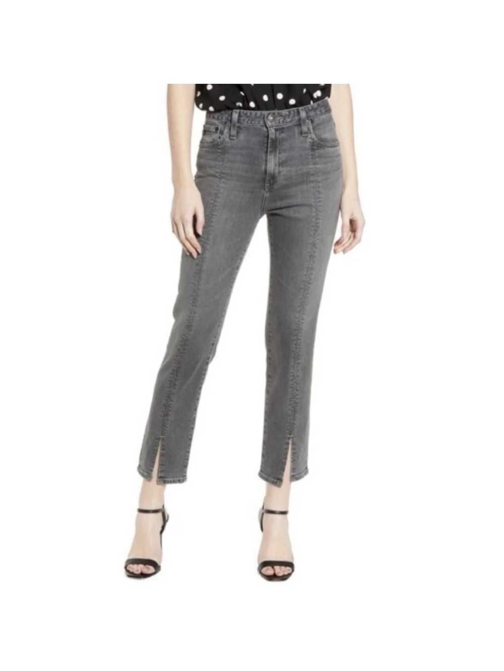 AG The Isabelle High Rise Straight Crop Split Hem Jeans